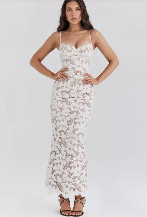 The Amara White Midi Dress