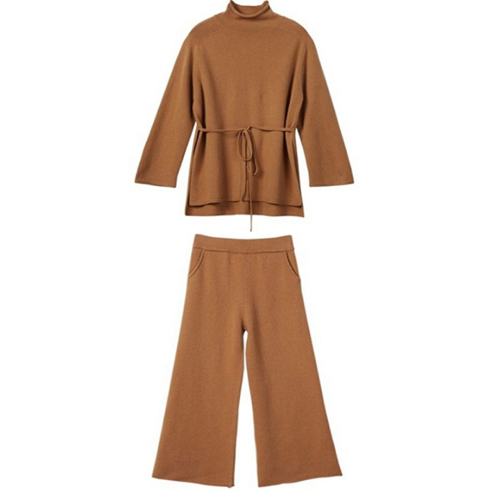 Plus Size Knitted Sweater and Pants Set for Women