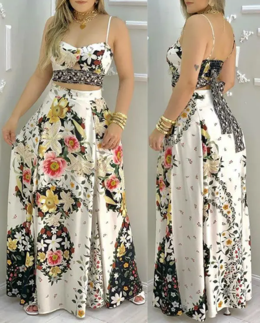 Blossom Crop Top & High Waist Skirt Set