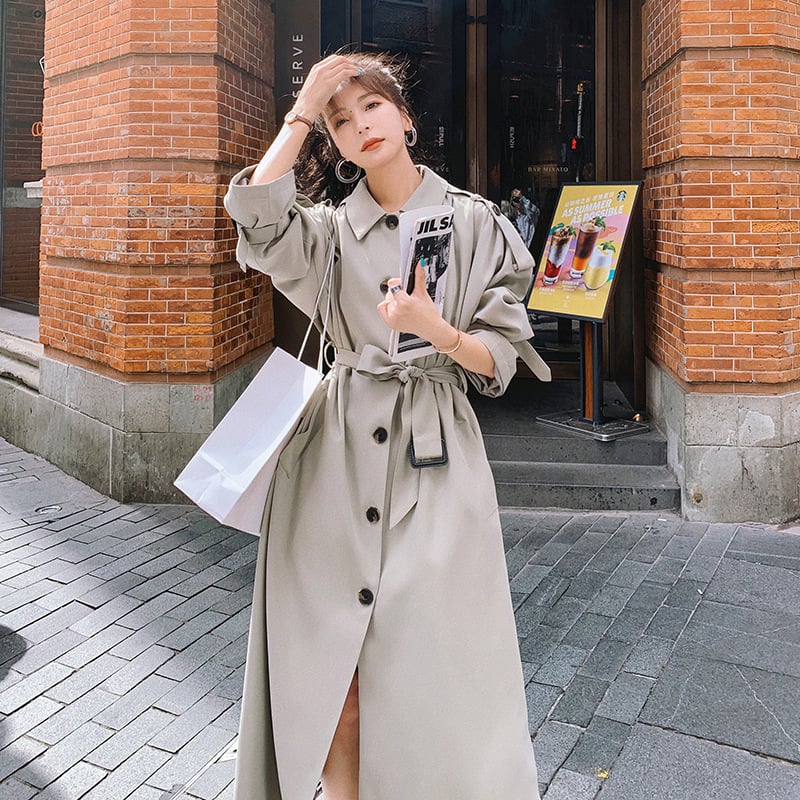 Mid-Length Casual Windbreaker Jacket for Women