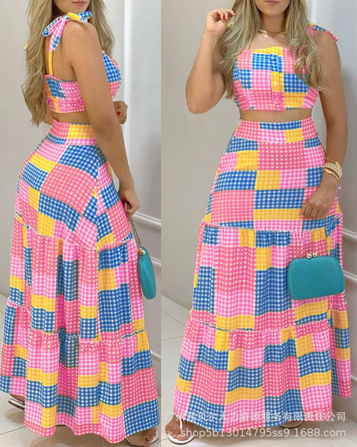 Blossom Crop Top & High Waist Skirt Set