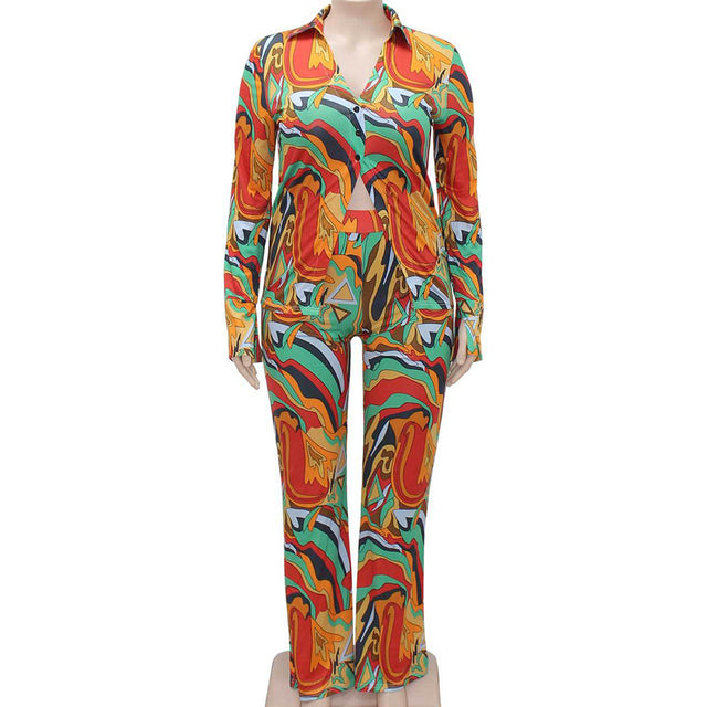 Plus Size 2 Piece Set for Women - Tops & Flare Pants