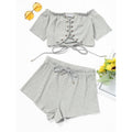 The Bronx Shorts and Lace Top