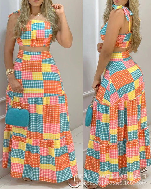 Blossom Crop Top & High Waist Skirt Set