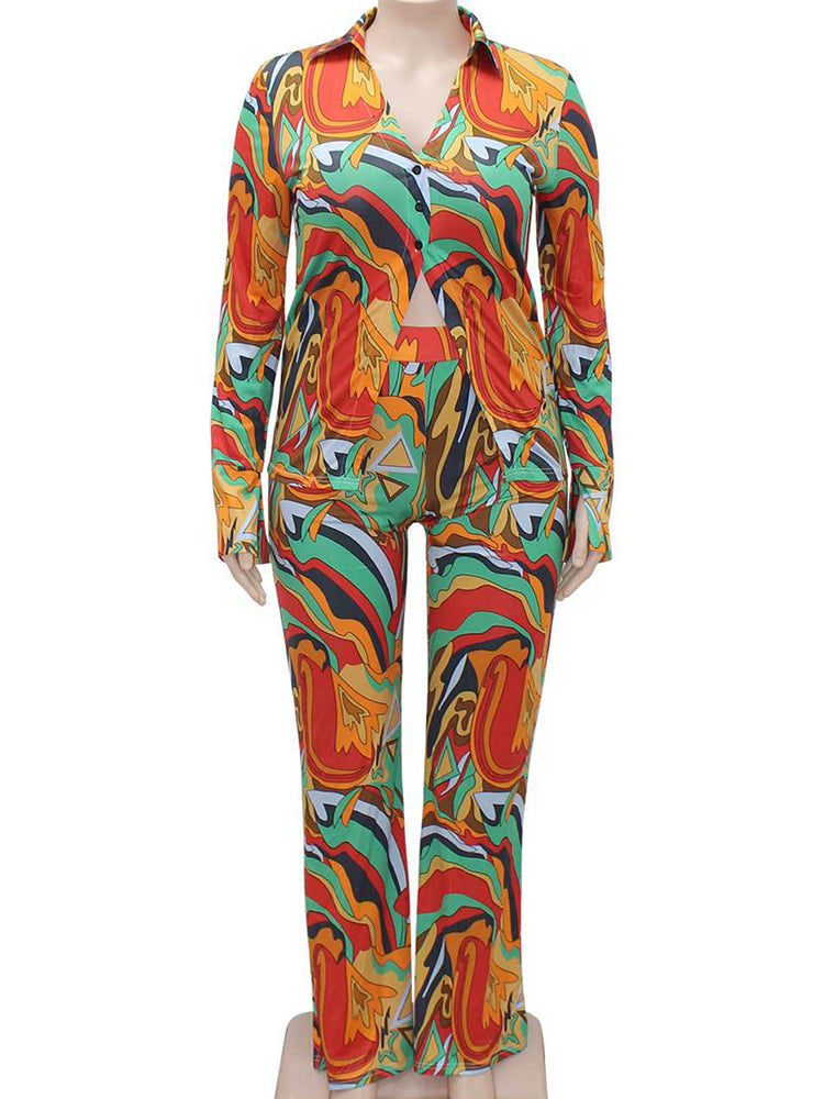 Plus Size 2 Piece Set for Women - Tops & Flare Pants