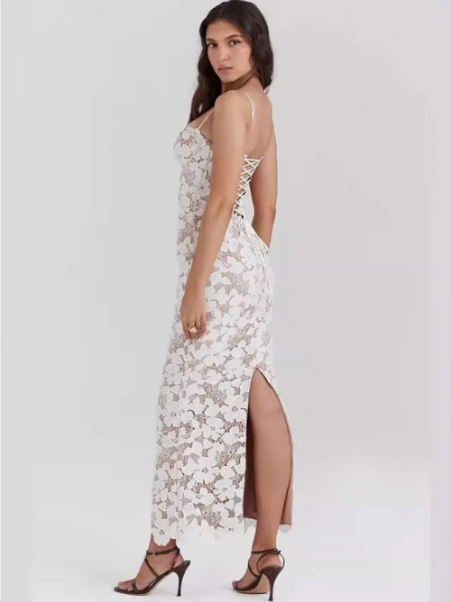 The Amara White Midi Dress